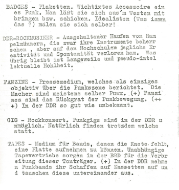 Nachschlagewerk, Kurzdefinitionen Badges, DDR-Rockmusik, Fanzine, Gig, Badges